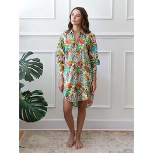 Mille Holly Mini Shirt Dress in Summer Garden sz M 100% Cotton